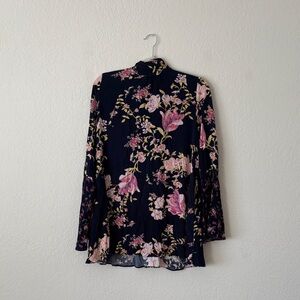 Free People Navy Floral Top